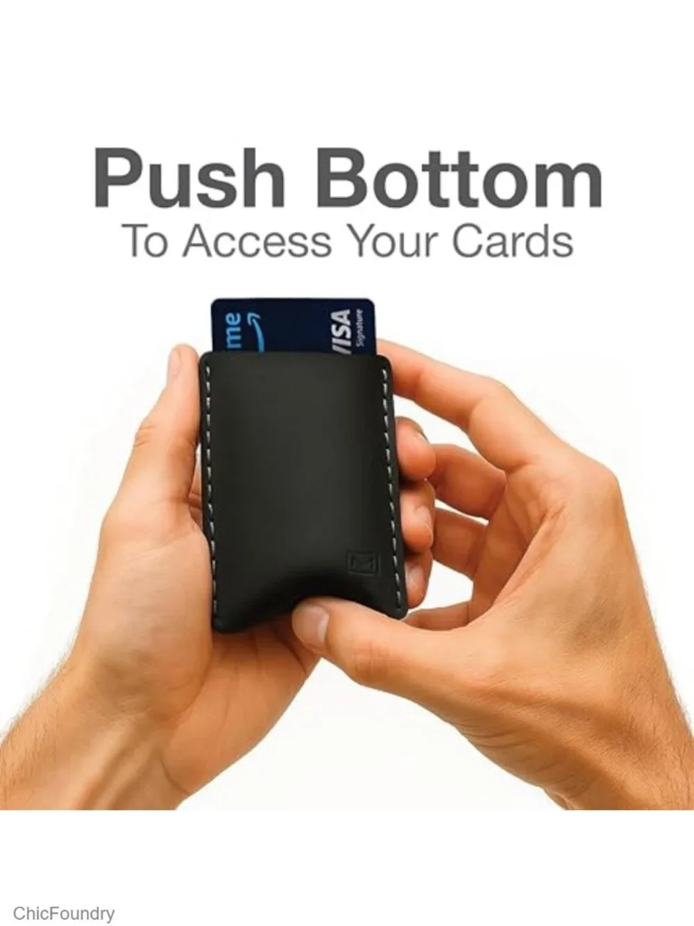 Full Grain Leather Card Holder Slim Minimalist Wallet Front Pocket